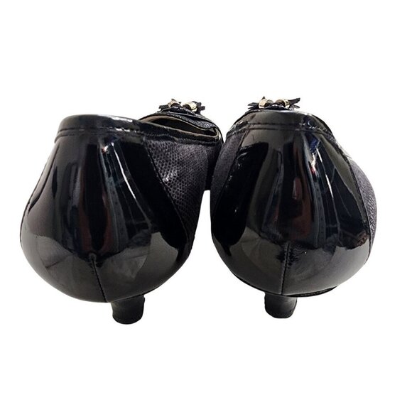 Anne Klein Kitten Heel Pointed Toe Snakeskin Tassel Loafers Size 8.5 - Picture 5 of 13